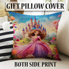 Round Colorful Fairy Princess Medieval Castle Kids Room Rug, Cute Rug Gift For Kids, Kids Room Gift, Kids Room Decor with pillow case gift