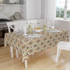 Ethnic Authentic Retro Ottoman Turkish Kilim Tradional Figures Border Cream Background Pattern Tablecloth, Modern Dining Accent Table Cover