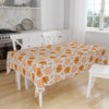 Orange Autumn Pumpkins Vegetables Halloween Figures Border Cream Background Pattern Tablecloth, Modern Dining Accent Table Cover