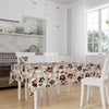 Burgundy Floral Flowers Retro Botanical Tablecloth, Modern Dining Accent Table Cover, Modern Kitchen Home Decor