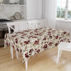 Burgundy Floral Flowers Retro Botanical Tablecloth, Modern Dining Accent Table Cover, Modern Kitchen Home Decor
