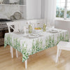 Green White Eucalyptus ivy Floral Flowers Botanical Tablecloth, Modern Dining Accent Table Cover, Modern Kitchen Home Decor