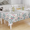 Pink Flowers Green ivy Floral Botanical Tablecloth, Modern Dining Accent Table Cover, Modern Kitchen Home Decor