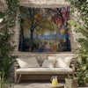 Autumn Forest Tapestry - Large Mountain Wall Hanging, Living Room Decor, Tree Landscape Scene, Nature Photo Wall Art