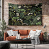 Green Botanical Tapestry Wall Hanging, Wild Flower Floral Home Decor, Cozy Fall Living Room Decor, Bedroom Nature Wall Accent