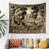 Medieval Tapestry Wall Hang French Garden Floral Verdure Tapestry French Country European Tapestry Dark Cottagecore Vintage antique fabric