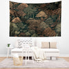 Nature Botanical Forest Tapestry – Green Brown Woodland Tree Wall Art, Aesthetic Home Decor, Tree Tapestry for Living Room Bedroom