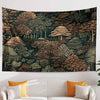 Nature Botanical Forest Tapestry – Green Brown Woodland Tree Wall Art, Aesthetic Home Decor, Tree Tapestry for Living Room Bedroom