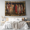 Medieval French Tapestry Wall Art - Departure of the Knights of Camelot, 15th Century Antique Decor, Historical Medieval Art Textile