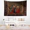 Medieval Princess Tapestry - Enchanting 15th Century French Wall Hanging, Red Mythical Artwork, Vintage Decor Gift