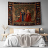 Medieval Princess Tapestry - Enchanting 15th Century French Wall Hanging, Red Mythical Artwork, Vintage Decor Gift