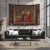 Medieval Princess Tapestry - Enchanting 15th Century French Wall Hanging, Red Mythical Artwork, Vintage Decor Gift