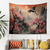 Japanese Art Landscape Tapestry, Nature Tapestry Wall Hanging, Sunset Tapestry, Mountain Forest Landscape Tapestries for Living Room Decor