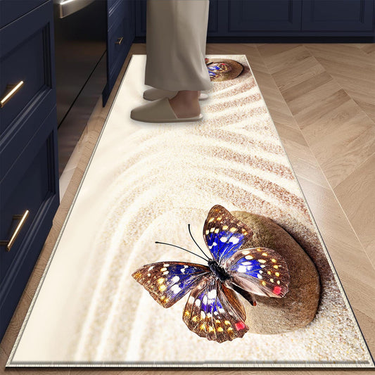 Butterfly Kitchen Runner Rug Non-Slip Washable Floor Mat, Modern Home Decor Kitchen Mat, Durable & Comfortable Non-Skid Kitchen Rug