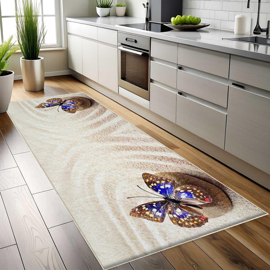 Butterfly Kitchen Runner Rug Non-Slip Washable Floor Mat, Modern Home Decor Kitchen Mat, Durable & Comfortable Non-Skid Kitchen Rug