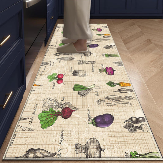 Vegetables Kitchen Runner Rug Non-Slip Washable Floor Mat Modern Decor Kitchen Mat Durable Anti-Fatigue Carpet Home Cooking Area Rug