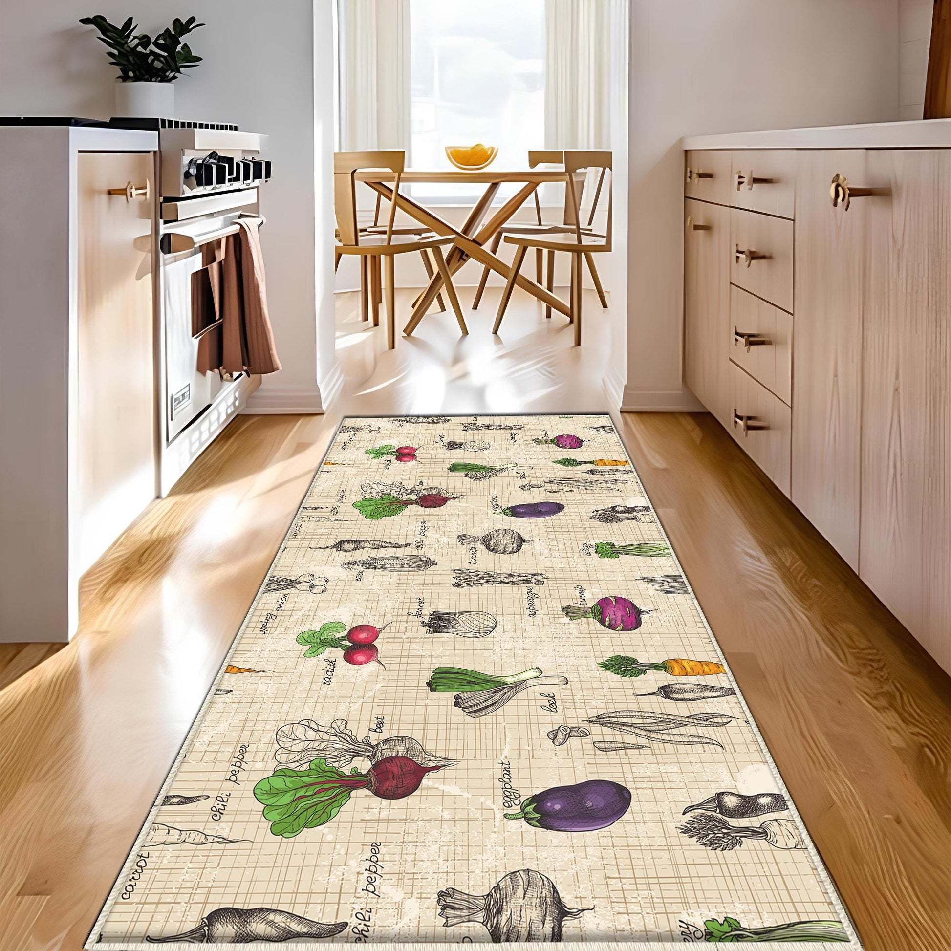 Vegetables Kitchen Runner Rug Non-Slip Washable Floor Mat Modern Decor Kitchen Mat Durable Anti-Fatigue Carpet Home Cooking Area Rug