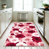 Pink Red Roses Kitchen Runner Rug, Washable Non-Slip Floral Floor Mat, Modern Anti-Fatigue Home Decor Kitchen Mat