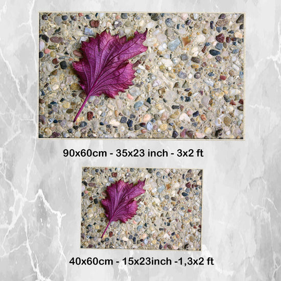 Stone Purple Leaf Bathroom Rug - Floral Non Slip Bath Mat, Quick Dry Washable Toilet Mat, Soft Modern Bathroom Decor
