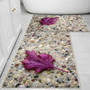 Stone Purple Leaf Bathroom Rug - Floral Non Slip Bath Mat, Quick Dry Washable Toilet Mat, Soft Modern Bathroom Decor