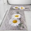 Daisy Flowers Gray Bathroom Rug - Floral Non Slip Bath Mat, Quick Dry Washable Toilet Mat, Soft Modern Bathroom Decor