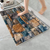 Colorful Old Wall Stone Design Bathroom Rug - Non Slip Bath Mat, Quick Dry Washable Toilet Mat, Soft Modern Bathroom Decor