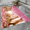 Pink Tree Leaves Forest Path Bathroom Rug - Non Slip Bath Mat, Quick Dry Washable Toilet Mat, Soft Modern Bathroom Decor