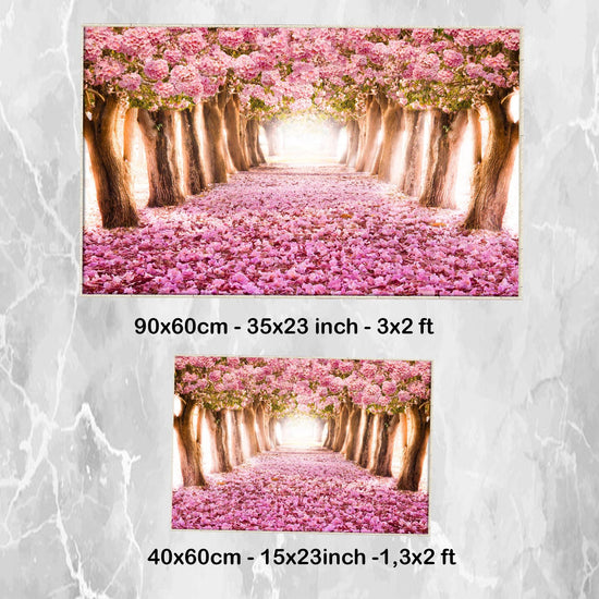 Pink Tree Leaves Forest Path Bathroom Rug - Non Slip Bath Mat, Quick Dry Washable Toilet Mat, Soft Modern Bathroom Decor