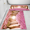 Pink Tree Leaves Forest Path Bathroom Rug - Non Slip Bath Mat, Quick Dry Washable Toilet Mat, Soft Modern Bathroom Decor