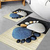 Blue Black Foot Stones Bathroom Rug - Non Slip Bath Mat, Quick Dry Washable Toilet Mat, Soft Modern Bathroom Decor