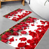 Red Roses Leaves Floral Flowers Bathroom Rug - Non Slip Bath Mat, Quick Dry Washable Toilet Mat, Soft Modern Bathroom Decor