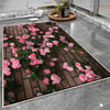 Pink ivy Roses on Wall Bathroom Rug - Floral Flowers Non Slip Bath Mat, Quick Dry Washable Toilet Mat, Soft Modern Bathroom Decor