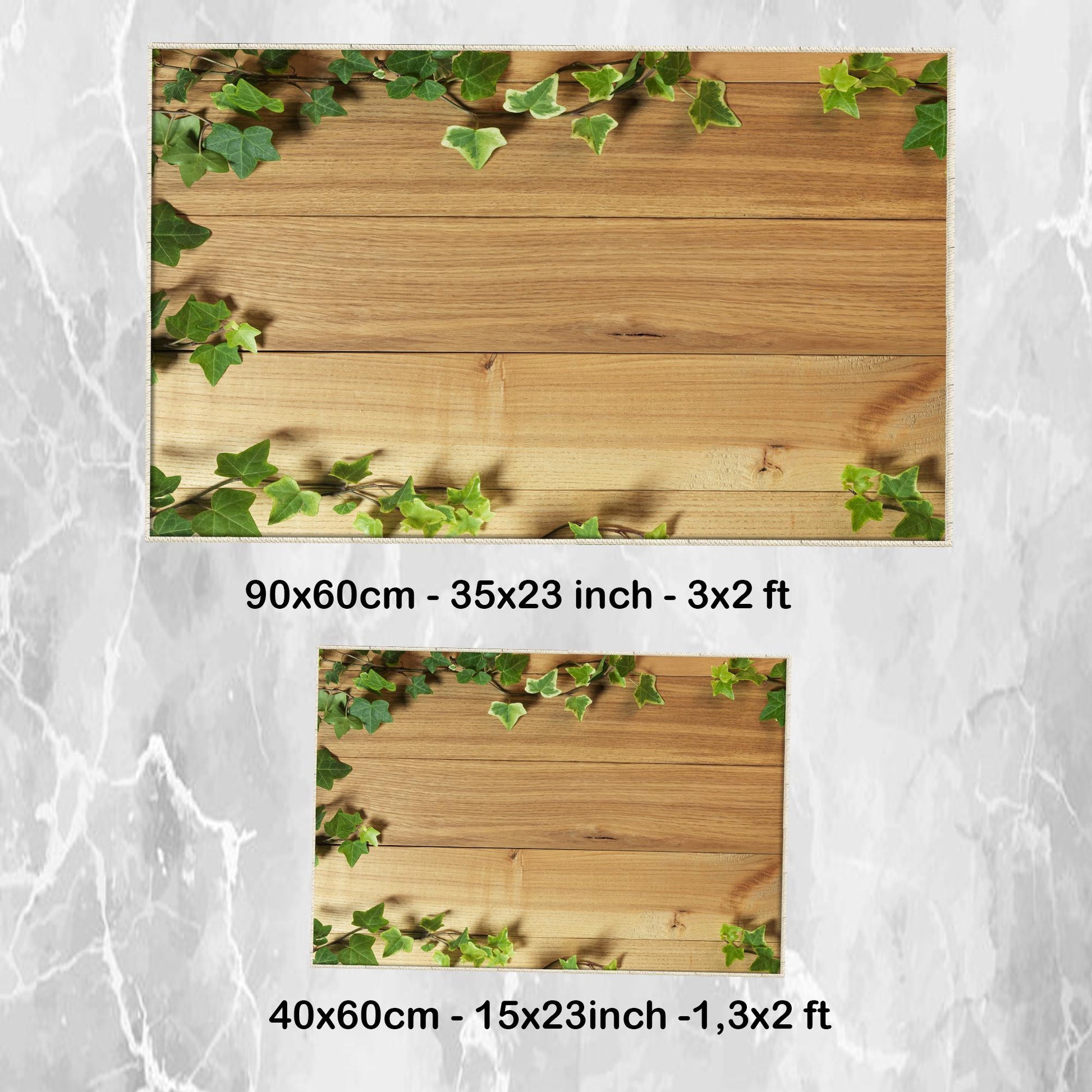 Wood on Green ivy leaves Bathroom Rug - Floral Non Slip Bath Mat, Quick Dry Washable Toilet Mat, Soft Modern Bathroom Decor