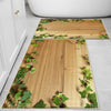 Wood on Green ivy leaves Bathroom Rug - Floral Non Slip Bath Mat, Quick Dry Washable Toilet Mat, Soft Modern Bathroom Decor