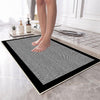 Black Border White Lines Bathroom Rug - Geometric Non Slip Bath Mat, Quick Dry Washable Toilet Mat, Soft Modern Floral Bathroom Decor
