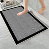 Black Border White Lines Bathroom Rug - Geometric Non Slip Bath Mat, Quick Dry Washable Toilet Mat, Soft Modern Floral Bathroom Decor