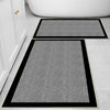 Black Border White Lines Bathroom Rug - Geometric Non Slip Bath Mat, Quick Dry Washable Toilet Mat, Soft Modern Floral Bathroom Decor