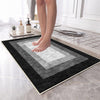 Black Gray Border Bathroom Rug - Geometric Non Slip Bath Mat, Quick Dry Washable Toilet Mat, Soft Modern Floral Bathroom Decor