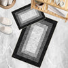 Black Gray Border Bathroom Rug - Geometric Non Slip Bath Mat, Quick Dry Washable Toilet Mat, Soft Modern Floral Bathroom Decor
