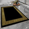Black Gold Greek Key Bathroom Rug - Geometric Non Slip Bath Mat, Quick Dry Washable Toilet Mat, Soft Modern Floral Bathroom Decor