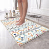 Orange Blue Gray Aztec Boho Bathroom Rug - Geometric Non Slip Bath Mat, Quick Dry Washable Toilet Mat, Soft Modern Floral Bathroom Decor