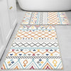 Orange Blue Gray Aztec Boho Bathroom Rug - Geometric Non Slip Bath Mat, Quick Dry Washable Toilet Mat, Soft Modern Floral Bathroom Decor