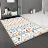 Orange Blue Gray Aztec Boho Bathroom Rug - Geometric Non Slip Bath Mat, Quick Dry Washable Toilet Mat, Soft Modern Floral Bathroom Decor
