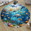 Under Sea Fishes Aquarium Nursery Room Rug, Cute Rug Gift For Kids, Baby Room Gift, Kids Room Decor with pillow case gift