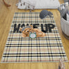Round Wake up Cute Sleepy Bear Nursery Room Rug, Cute Rug Gift For Kids, Baby Room Gift, Kids Room Decor with pillow case gift