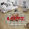 Round Cute Bear Nursery Room Rug, Cute Rug Gift For Kids, Baby Room Gift, Kids Room Decor with pillow case gift