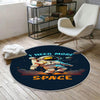 Round Dark Blue Space Themed Astronaut Kids Nursery Room Rug, Cute Rug Gift For Kids, Baby Room Gift, Kids Room Decor with pillow case gift