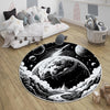 Black White Galaxy Space Planets Moon Kids Nursery Room Rug, Washable Non-Slip Rug Gift For Kids, Baby Kids Room Decor with pillow case gift