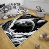 Round Black White Space Planets Moon Kids Nursery Room Rug, Washable Non-Slip Rug Gift For Kids, Baby Kids Room Decor with pillow case gift