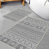Gray White Aztec Boho Bathroom Rug Non Slip Quick Dry Bath Mat - Tribal Bohemian Geometric Floral Toilet Mat, Soft Washable Modern Decor